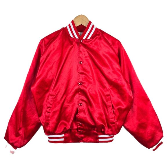 Vintage Don BY Jac Varsity Bomber Jacket size M USA Made 100% Nylon Satin 90s - Picture 1 of 9